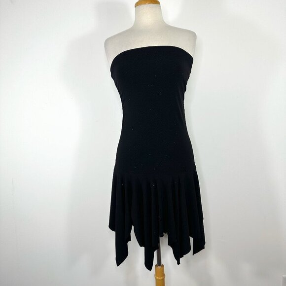 Vtg Y2K Judy Knapp Asymmetrical Strapless Mini Dress M Fairy Grunge Whimsigoth